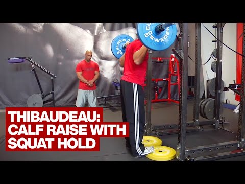 Standing Barbell Calf Raise with Squat Hold